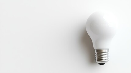 Minimalist White Light Bulb: Top View Copy Space 