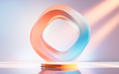 Empty stage with creative curve geometries, 3d rendering.