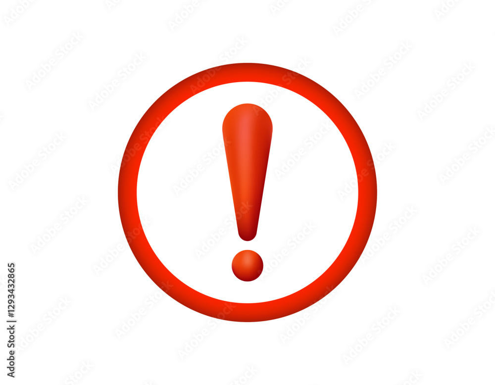 Aufkleber an exclamation mark within a red circle, symbolizing alert or warning for situations requiring cauti