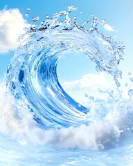 Abstract Water Wave Against Clouds