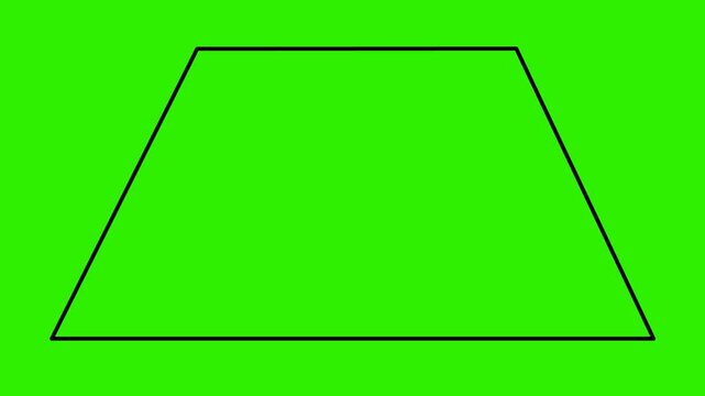 video animation contours of isosceles trapezoid being drawn, on a green chroma key background