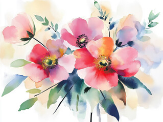 Pretty Floral watercolour background banner, could be used as a website header, greeting cards, social media