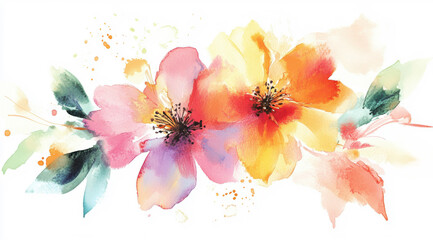 Pretty Floral watercolour background banner, could be used as a website header, greeting cards, social media