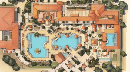 Resort Pool Complex Architectural Design Plan