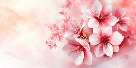 Pretty Floral watercolour background banner, could be used as a website header, greeting cards, social media