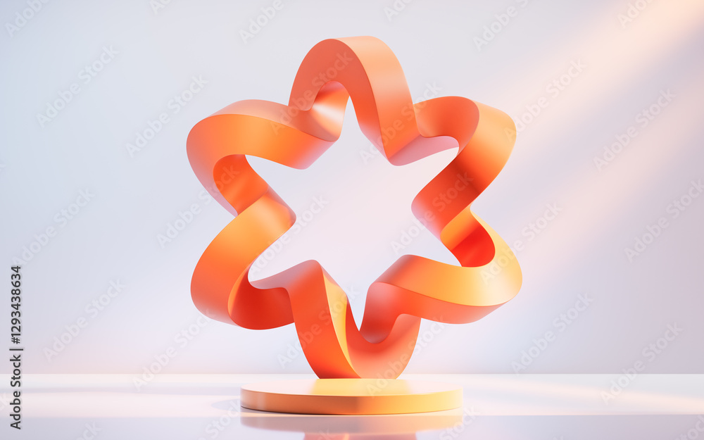 Poster abstract orange curve frame background, 3d rendering.