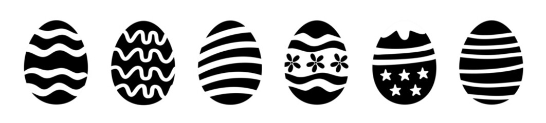 Easter eggs. black and white painted easter egg vector set