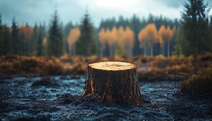 Obraz premium Forest Stump, Autumn, Burned Ground