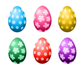 bright glowing Easter eggs in different colors vector set on a white background