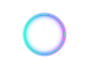 A bright, colorful circle featuring a gradient with a gentle halo effect, blending hues of blue, green, and purple.
