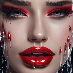 woman with red lips