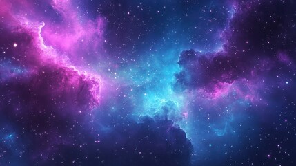 Naklejka premium Cosmic Nebula Pink and Blue Nebula Clouds
