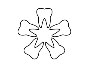 Vector isolated tooth logo for dentistry simple minimal black and white tooth flower	