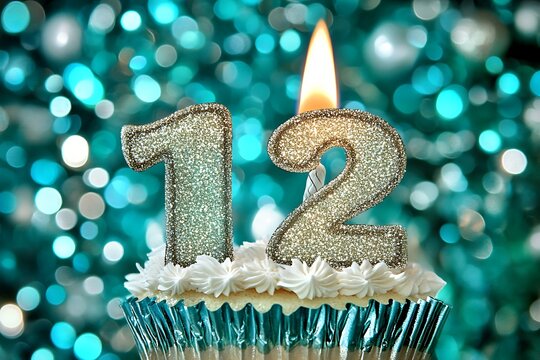 Glittery Twelve Candle Cupcake