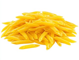 Fototapeta premium Close-Up of Raw Yellow Pasta on a White Background for Cooking