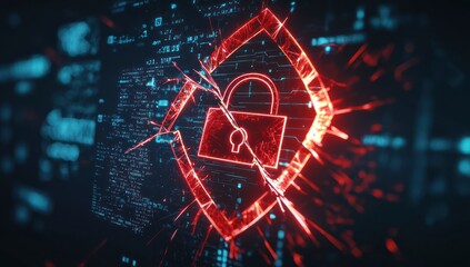 Potential email security compromise depicted by an alert icon with a broken lock.