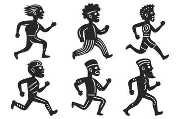 set of Man Running silhouette vector illustration