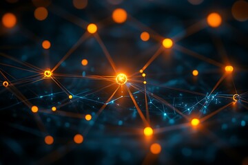 Fototapeta premium Glowing Network Nodes Connect Digitally