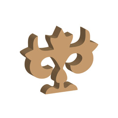 3D shape object kazakh symbol ornament. Vector illustration