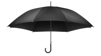 Elegant Black Umbrella Rain Protection Design 3d dark tool isolated on transparent background