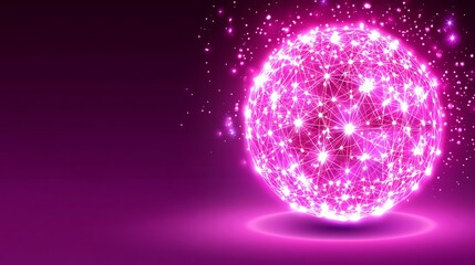 Glowing network sphere, dark background