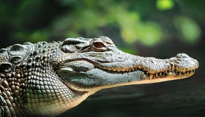 Vigilant Crocodile Amidst Tropical Jungle Greenery, Basking in the Warmth of the Equatorial Sunset, Showcasing a Majestic Predators Grace and Power