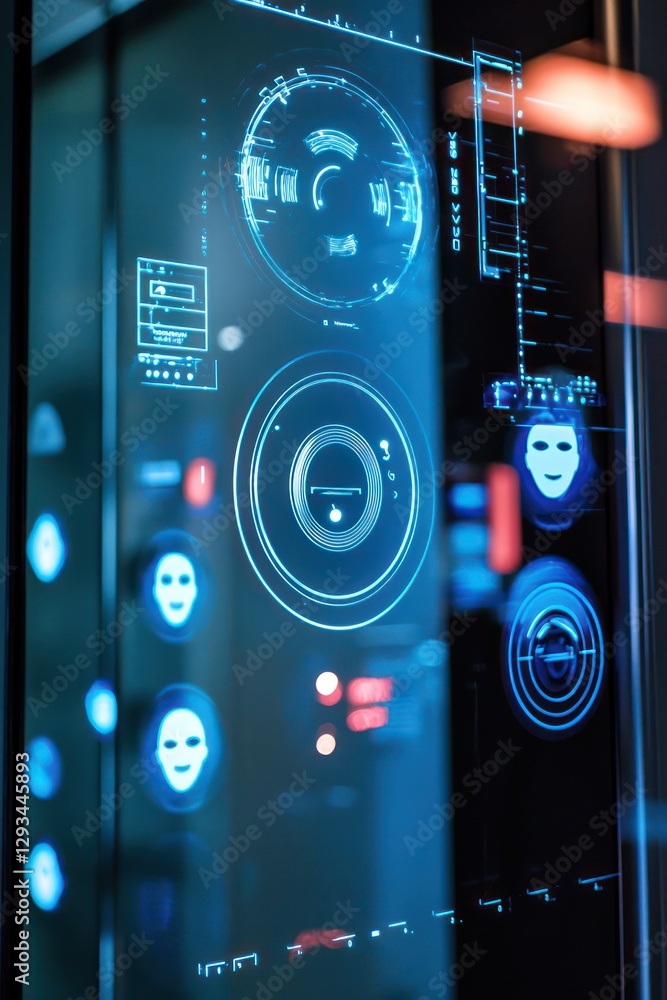 Poster advanced features of a cctv system, including motion detection and facial recognition, displayed in 