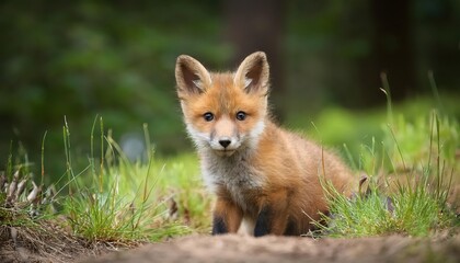 Curious Fox Kit Frolicking Amidst Blossoming Cherry Trees in a Japanese Garden, Springtime Whimsy Radiating a Feeling of Serenity and Freshness.
