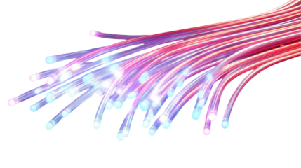 Abstract Fiber Optics Light Pink Purple Glow art data wave isolated on transparent background