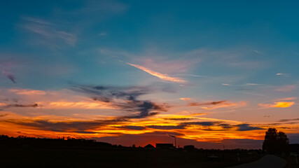 Sunset or sundowner near Holzschwaig, Plattling, Deggendorf, Bavaria, Germany