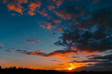 Sunset or sundowner near Holzschwaig, Plattling, Deggendorf, Bavaria, Germany