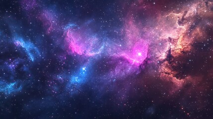 Naklejka premium Cosmic Nebula Pink, blue gas clouds in deep space, stars. Background use
