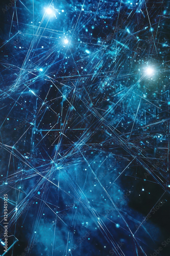 Poster visualization of high-speed data transfer across digital networks in futuristic technology landscape