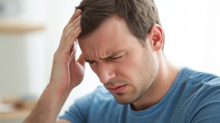 Man Suffering from Headache, Pain, Discomfort, and Stress