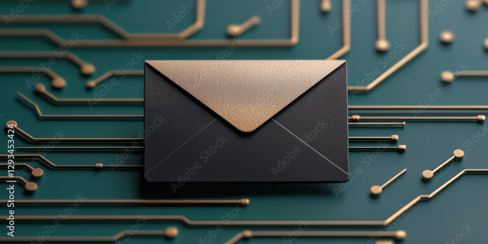Aufkleber marketing automation lead efficiency concept. envelope on a circuit board background representing di