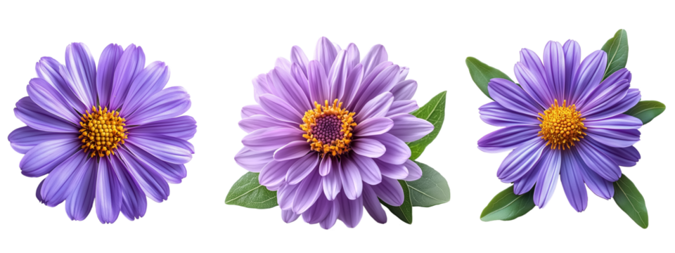 Purple Aster flower on transparent background