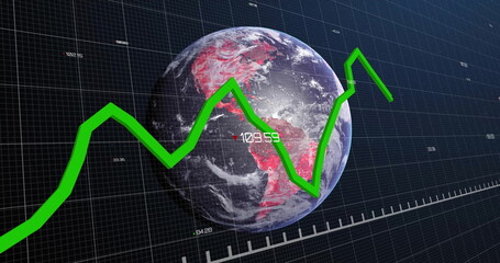 Image of digital data processing over globe