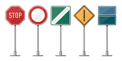 set of various blank road signs png