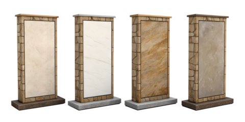 set of vertical rectangular stone signboards png image