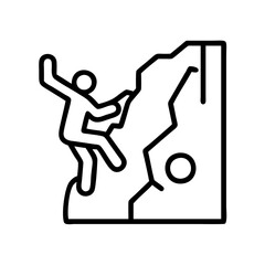 rock climbing icon, rock climbing line art - simple line art of rock climbing, perfect for rock climbing logos and icons