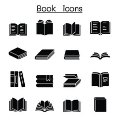 Book icon set in thin line style