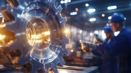 Fototapeta premium Precision Metal Gear Manufacturing Process In Factory