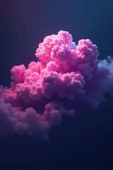 Fototapeta premium Pink purple cloud drifts aimlessly through the darkness, abstract, unsettling