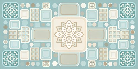 Fototapeta premium Elegant Geometric Patterns with Floral Motifs in Soft Color Palette