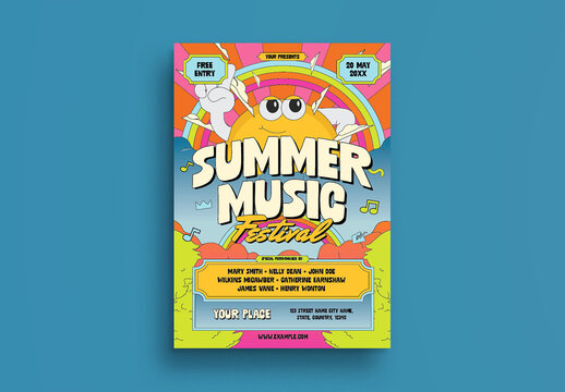Orange Blue Summer Music Fest Flyer