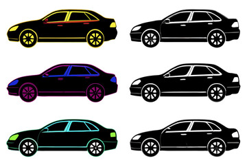 set of Modern car silhouette vector illustration