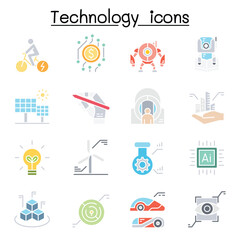 Technology icon set in thin line style