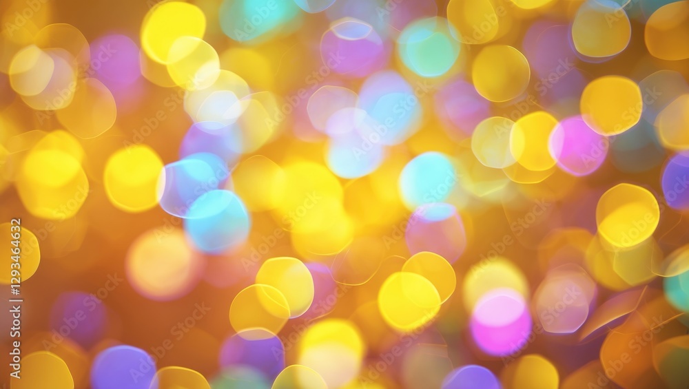 Poster vibrant yellow and colorful bokeh background creating a dreamy and festive atmosphere for creative d
