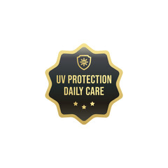 UV protection stamp label vector isolated EPS. Best UV protection icon or label for product packaging design.