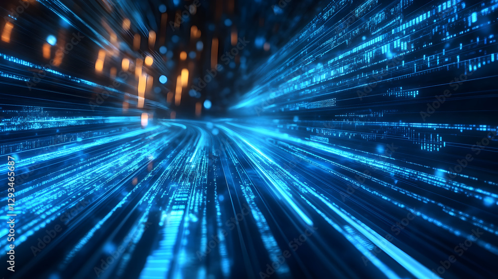Poster dynamic abstract cybertrading data streams in a futuristic environment digital art high-speed view t